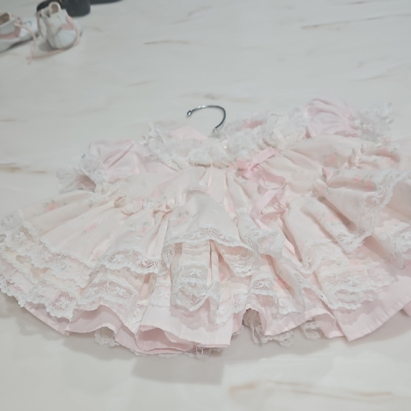 Pink Lace Baby Dress/Bonnet - Picture 2 of 8
